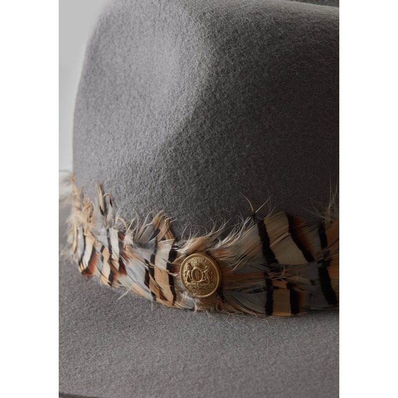 Holland Cooper Trilby Hat Double Feather Band - Light Grey-6